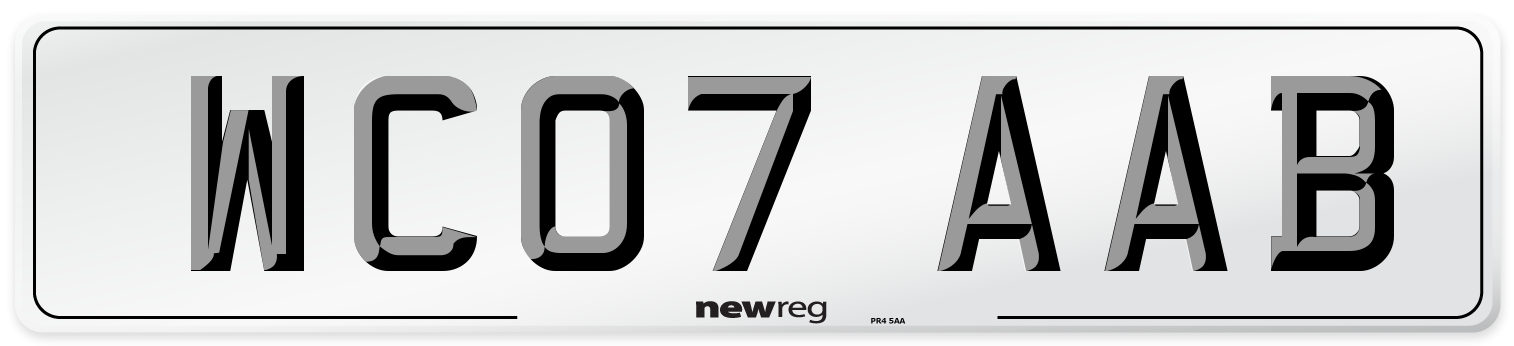 WC07 AAB Number Plate from New Reg